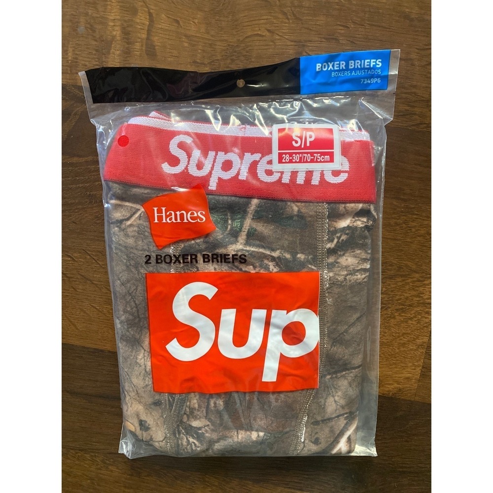 Supreme Hanes Realtree Boxer Briefs 2 Pack Tree Camo Mens Size Small S 28-30 NEW - Picture 2 of 4